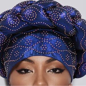 Elegant Blue and Gold Women's Headwrap
